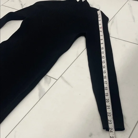Wilfred Classic Black Knit Long Sleeve Dress Mock Neck High Thigh Slit Sz M - Picture 15 of 15